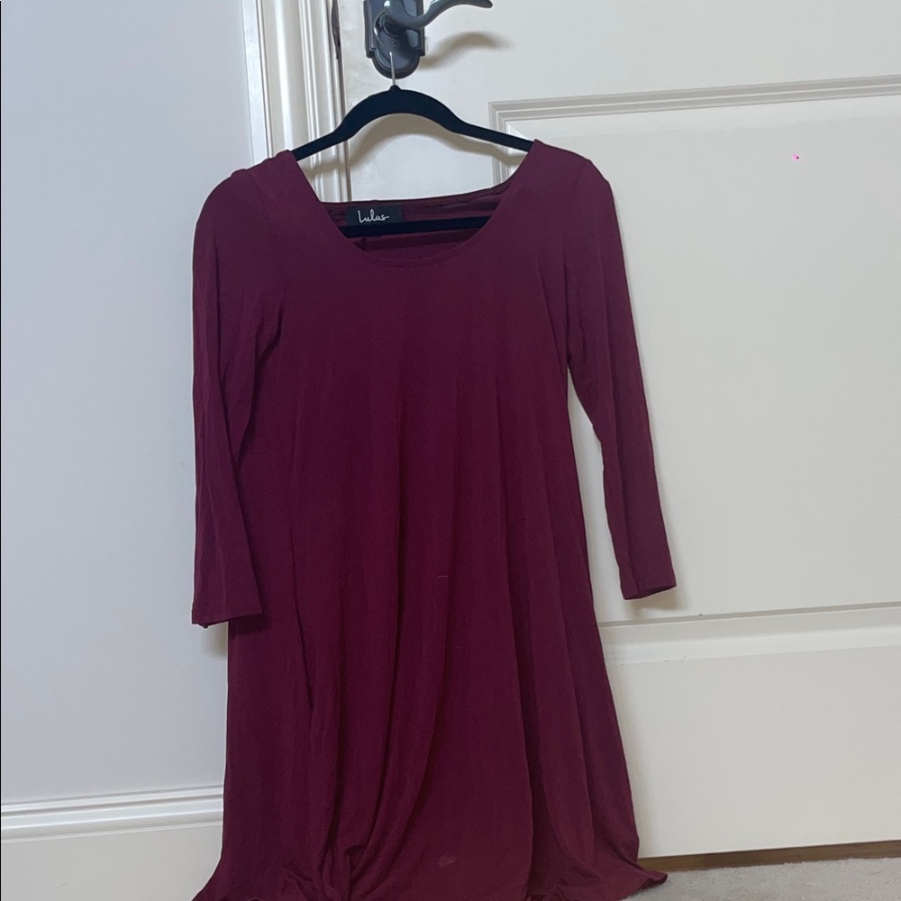 Lulu's Deep Wine Long Sleeve Dress- worn once